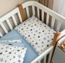 Set lenjerie de schimb pentru patut bebe 3 piese Stelute albastre (4)